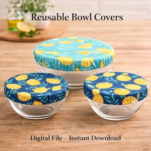 Fabric Bowl Covers Tutorial, Easy DIY Sewing Pattern, Reusable Kitchen Covers for Eco-Friendly Living Gift