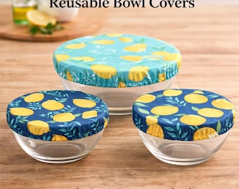 Fabric Bowl Covers Tutorial, Easy DIY Sewing Pattern, Reusable Kitchen Covers for Eco-Friendly Living Gift
