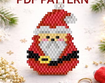 Christmas Santa Claus Beaded Earring Charm Pattern, Festive Jewelry Making Tutorial, Holiday Gift for Crafters
