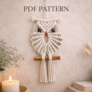 Macrame Owl Pattern, Easy Beginner Macrame Wall Hanging Tutorial PDF, DIY Home Decor Gift
