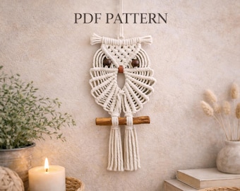 Macrame Owl Pattern, Easy Beginner Macrame Wall Hanging Tutorial PDF, DIY Home Decor Gift