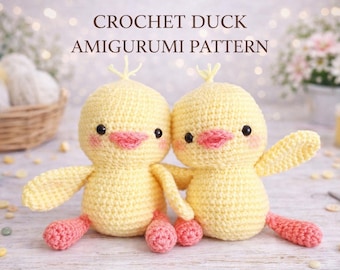 Yellow Duck Crochet Pattern, Cute Amigurumi DIY Tutorial, Perfect for Baby Toys & Nursery Gifts