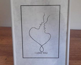 Abstract kiss digital download, contemporary neutral wall art print for bedroom décor, modern love you gift