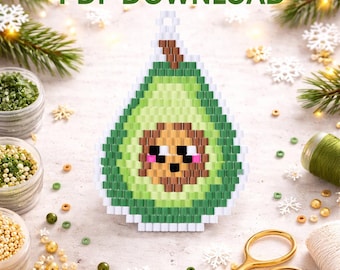 Cute Avocado Brick Stitch Earring Bead Pattern – Handcrafted Jewelry Making DIY Kit, Gift for Crafters and Art Lovers