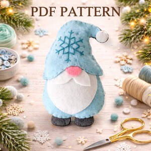 フェルトで作る冬のノームの作り方（PDF）、DIYホリデーデコレーションのパターン（クリスマスプレゼントや季節の飾り付けに最適）