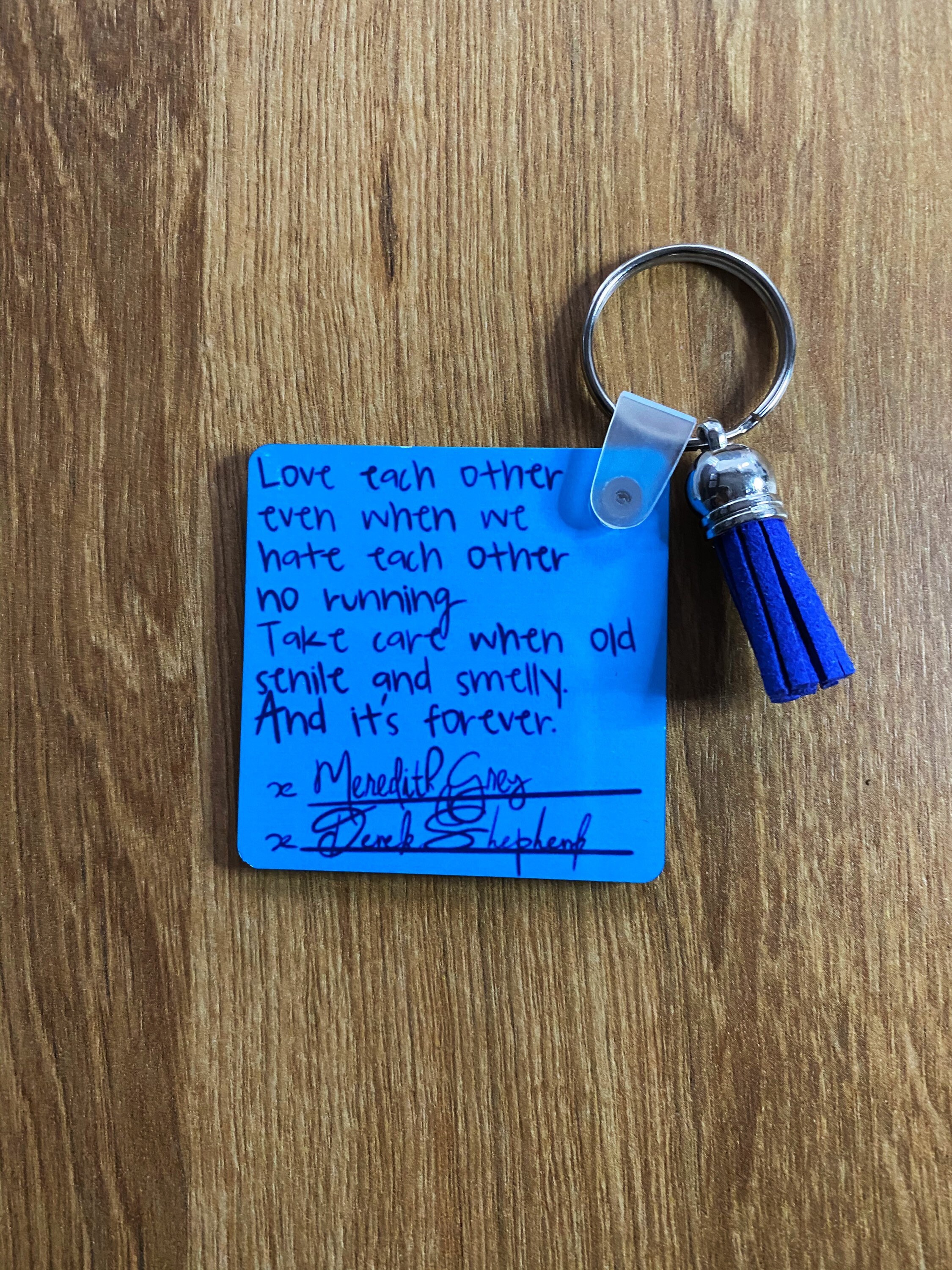 Greys Anatomy Post It Wedding Keyring Greys Anatomy Gift Etsy