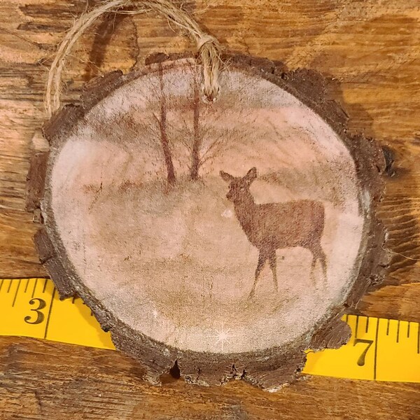 Decoupage Wood Slice Ornaments Etsy