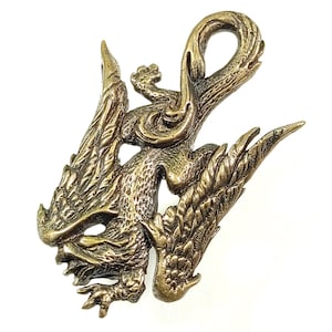 Flying Griffin Pendant, Medieval Mythology Golden Griffin Necklace, Babylon Griffon Talisman, Heraldic Gryphon