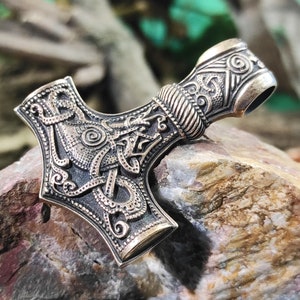 Mammen Mjolnir Pendant Replica, Viking Thor Hammer Necklace, Norse Pagan Jewelry, Scandinavian Pendant for Men, American Gods Gift for Him