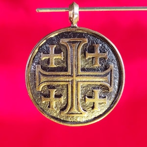 Cross of Medieval Jerusalem Kingdom, Knights Templar Necklace, Heraldic Crusaders Cross Jewelry, Ukraine Middle Ages Cross