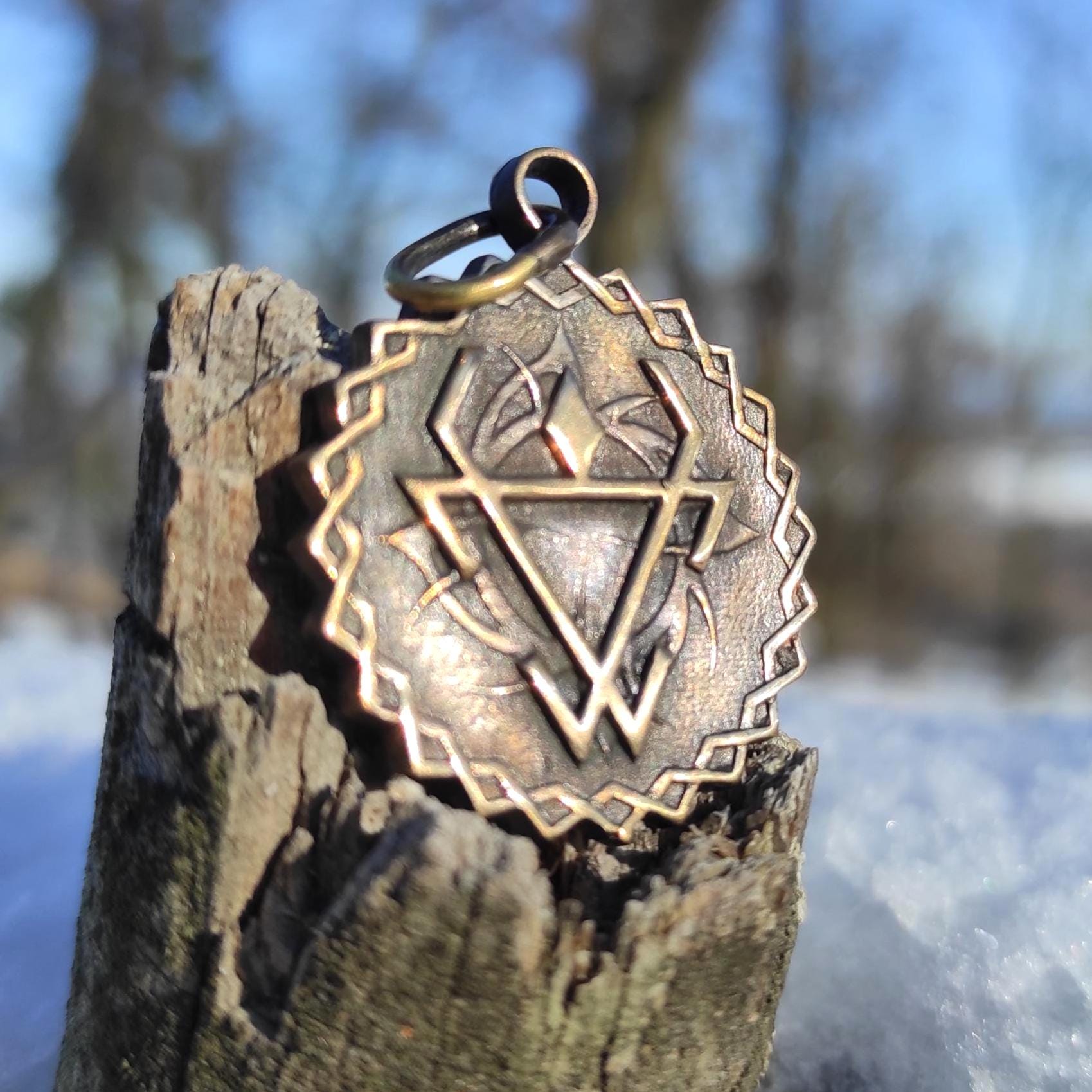 Chernobog Pendant – Slavic Pagan Amulet, Bronze Dark God Necklace