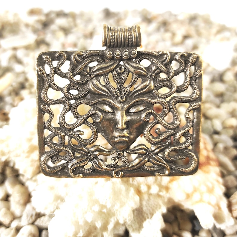 Bronze gorgoneion pendant greek mythology jewelry protective amulet by AmericanGods88