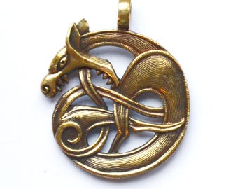 Fenrir Nordic Wolf Pendant, Bronze Viking Jewelry, Silver Norse Warrior's Necklace