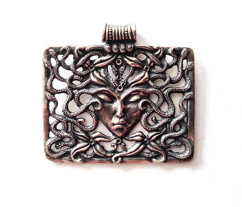 Bronze gorgoneion necklace pendant greek mythology jewelry talisman by AmericanGods88