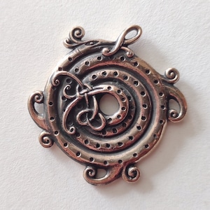 Jormungandr Runic Pendant, Spiral Medallion, Occult World Serpent With Runic Magic Symbol, Spiral Snake Jewelry, Nordic Jörmungandr