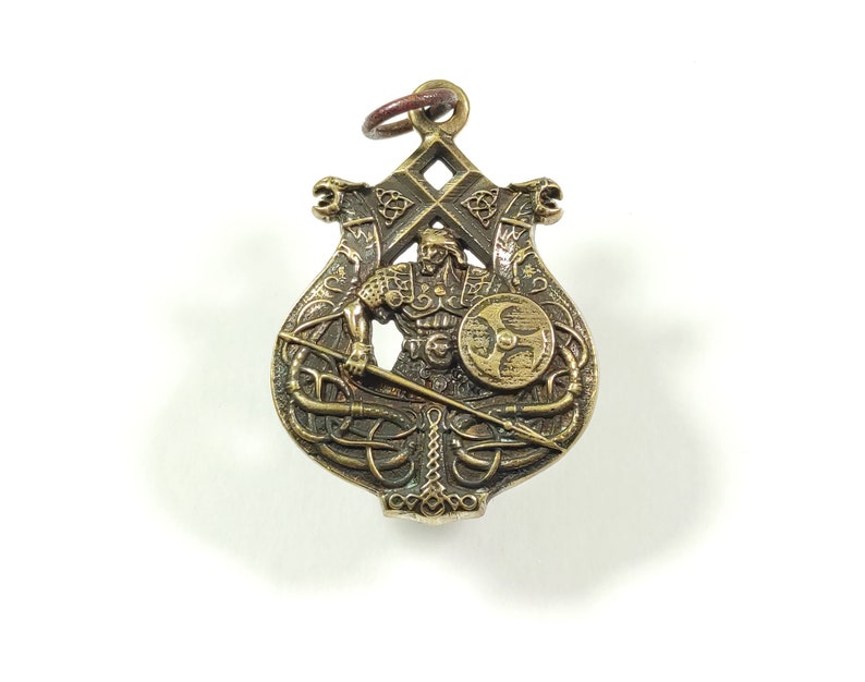 Medieval Warship Drakkar Pendant Bronze Longship Necklace with Vikings Odal Rune Scandinavian Dragon Boat Amulet Kievan Rus Ship Keychain