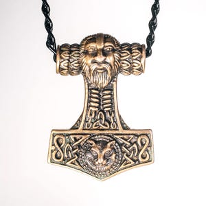 Mjolnir Pendant Replica, Original Norse Asatru Jewelry, Viking Thor Hammer Pagan Spiritual Necklace for Men, American Gods Amulets