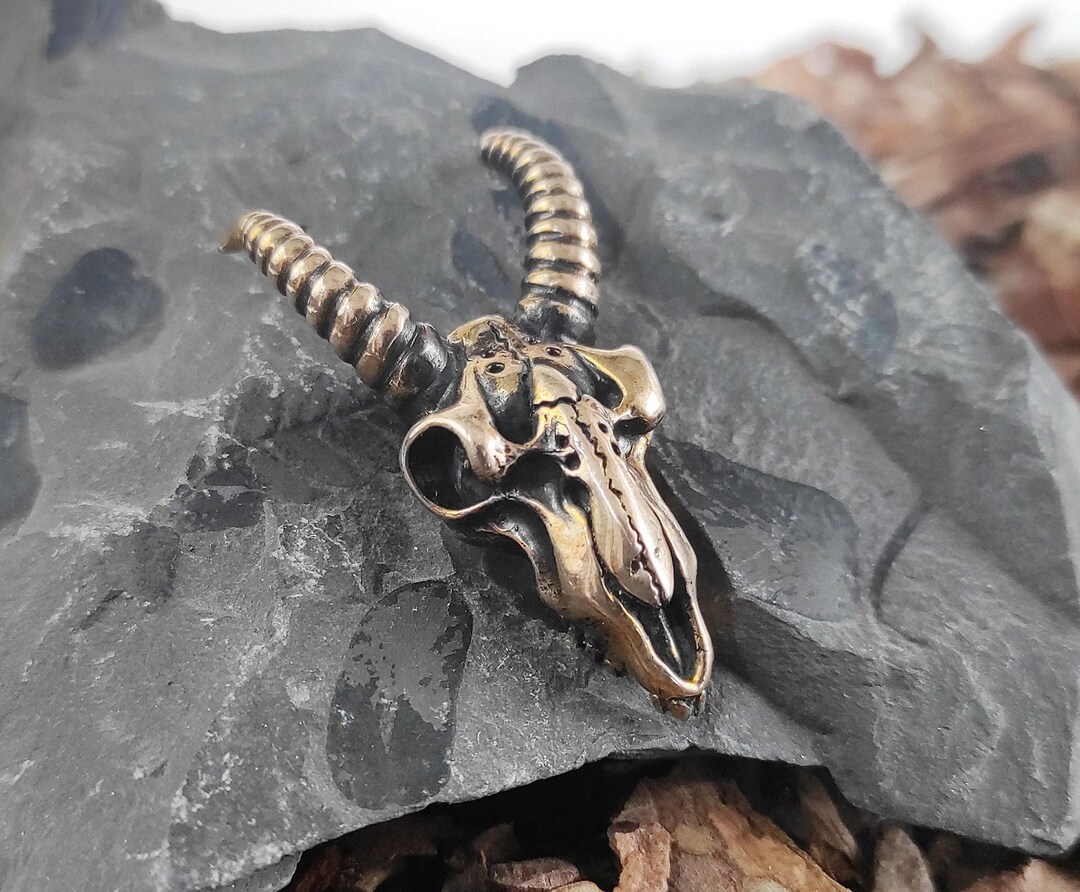 Wiccan Skull Necklace, Pagan Ram Skull Pendant, Occult Bull Skull ...