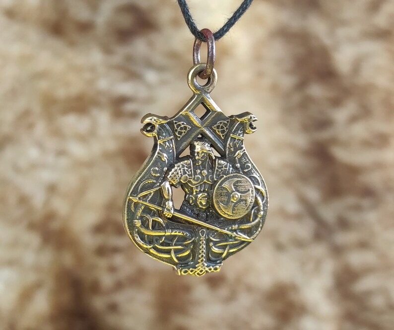 Medieval Warship Drakkar Pendant Bronze Longship Necklace with Vikings Odal Rune Scandinavian Dragon Boat Amulet Kievan Rus Ship Keychain