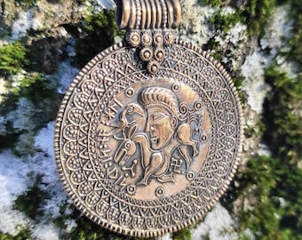 Replika wisiorka z brakteatem wikingów, naszyjnik z średniowieczną monetą nordycką, skandynawski prezent w postaci pogańskiej biżuterii, amulet z historycznej monety Birka