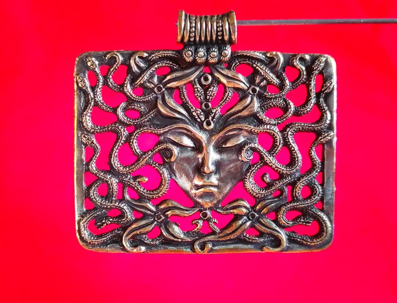Bronze medusa gorgoneion pendant greek mythology jewelry talisman by AmericanGods88