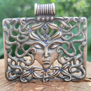 Gorgoneion pendant silver ancient greek mythology necklace amulet by AmericanGods88