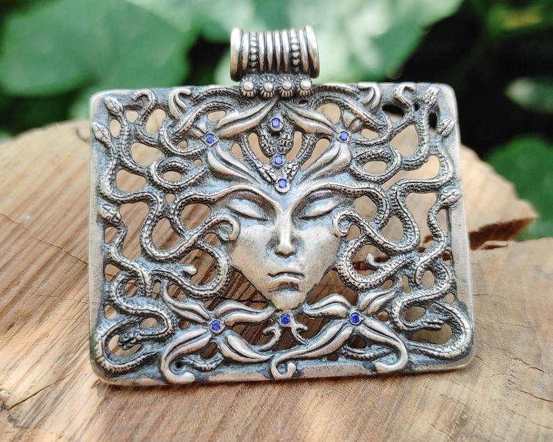 Silver 925 gorgon medusa head pendant gorgoneion style necklace jewelry by AmericanGods88