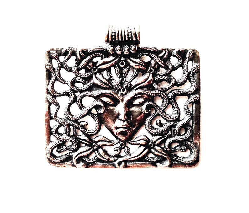Medusa gorgoneion pendant bronze ancient greek mythology necklace jewelry by AmericanGods88