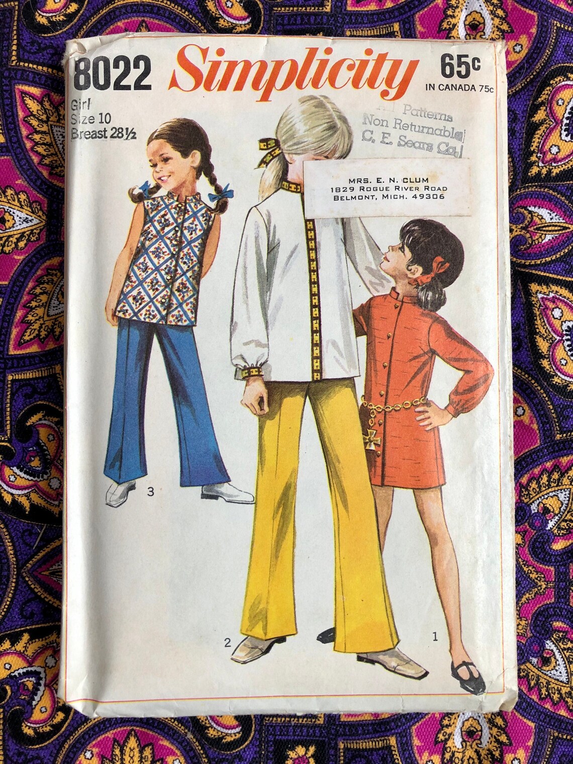 1968 Simplicity 8022 Sewing Pattern Girls Mini Dress or Top Etsy