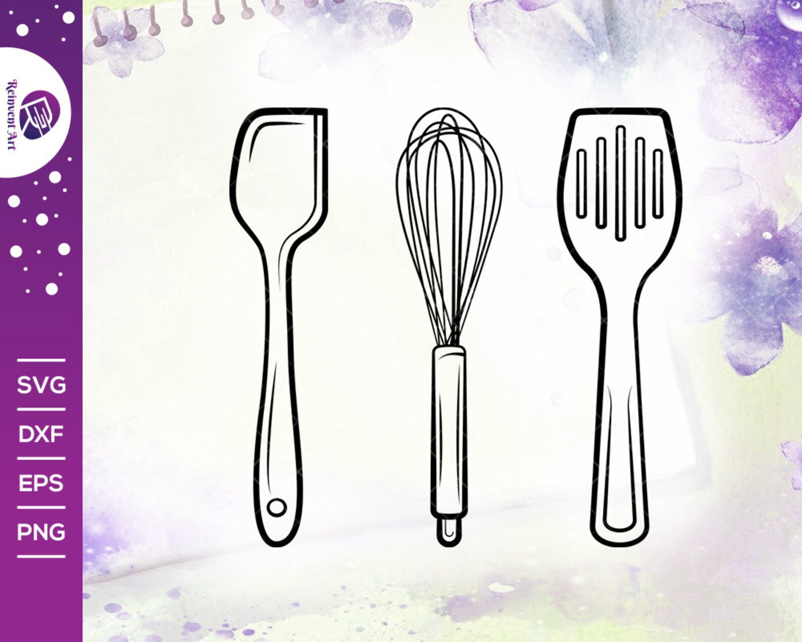Baking Utensils Outline Svg Cut File Kitchen Svg Wisk Svg Etsy