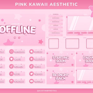 Cute Pink Twitch Package | Complete Stream Bundle | Scenes, Panels, Overlays, Alerts, Webcams