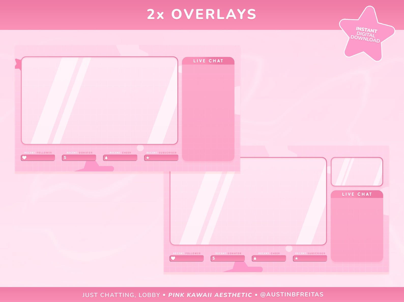 Cute Pink Twitch Package Complete Stream Bundle Scenes, Panels ...