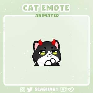 Animated Tuxedo Cat Emote: Evil Devil Horns, Twitch/Discord/Youtube (Digital Download)