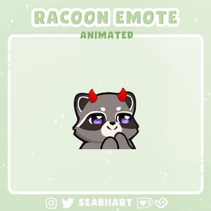 Animated Racoon Emote: Evil Devil Horns, Twitch/Discord/Youtube (Digital Download)