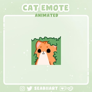 Emote de meme animado de gato naranja escondido en el arbusto para Twitch, Discord y YouTube / 3 velocidades diferentes / Emote P2U