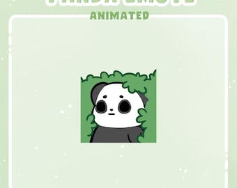 May include: Animated panda emoji peeking out from behind green leaves. The panda has black eyes and a black nose. The panda is looking to the right.