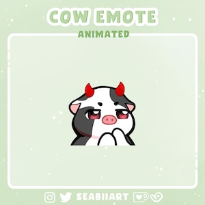 Animated Cow Emote: Evil Devil Horns, Twitch/Discord/Youtube (Digital Download)