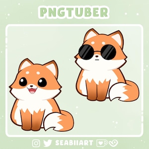 May include: Two cartoon fox illustrations. One fox is wearing sunglasses and has a neutral expression. The other fox is smiling with its mouth open. Both foxes are orange and white with black eyes.