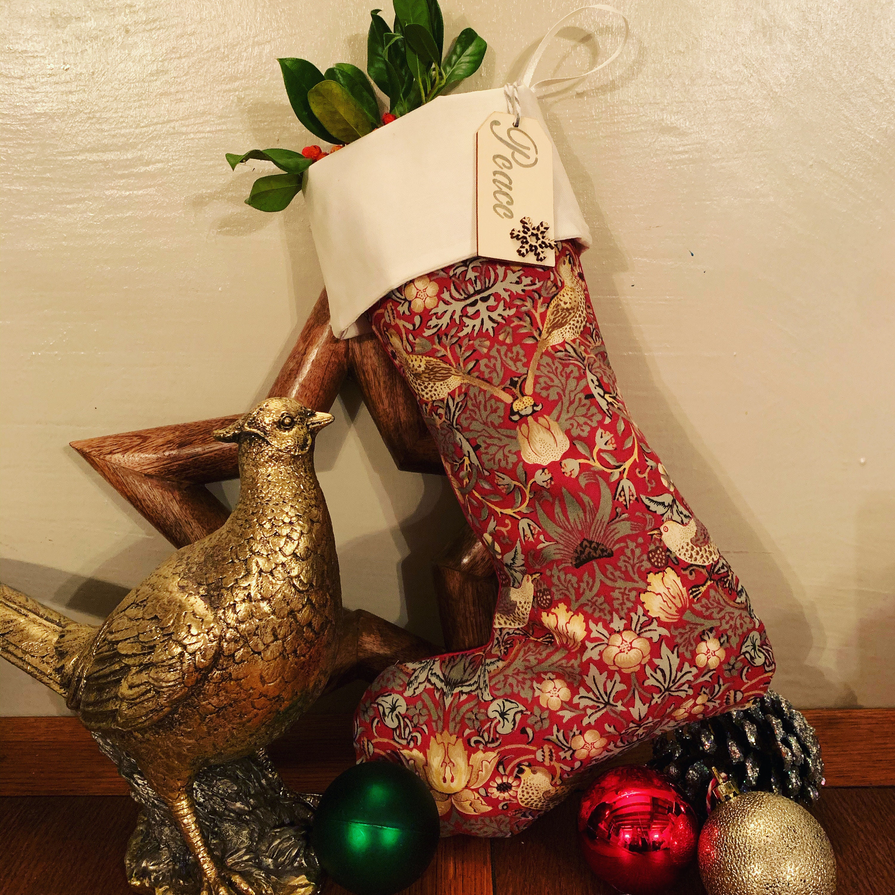 Handmade William Morris Strawberry Thief Christmas Stocking - Etsy UK