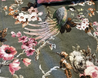 Beautiful birds and flowers grey and pink throw