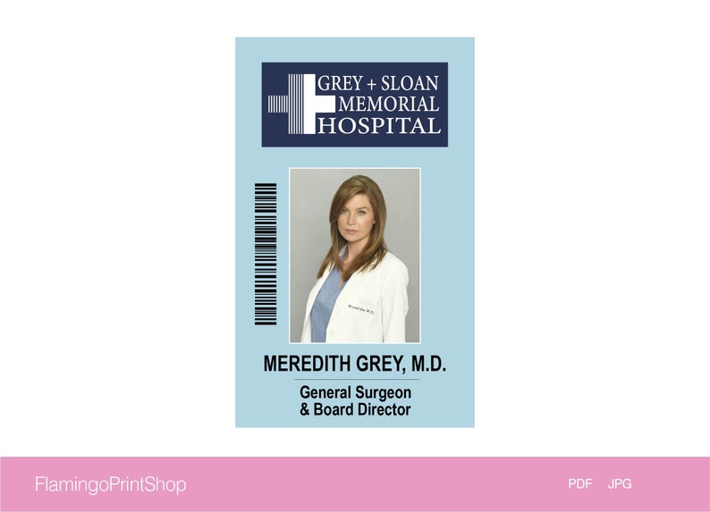 Meredith Grey Id Badge Printable