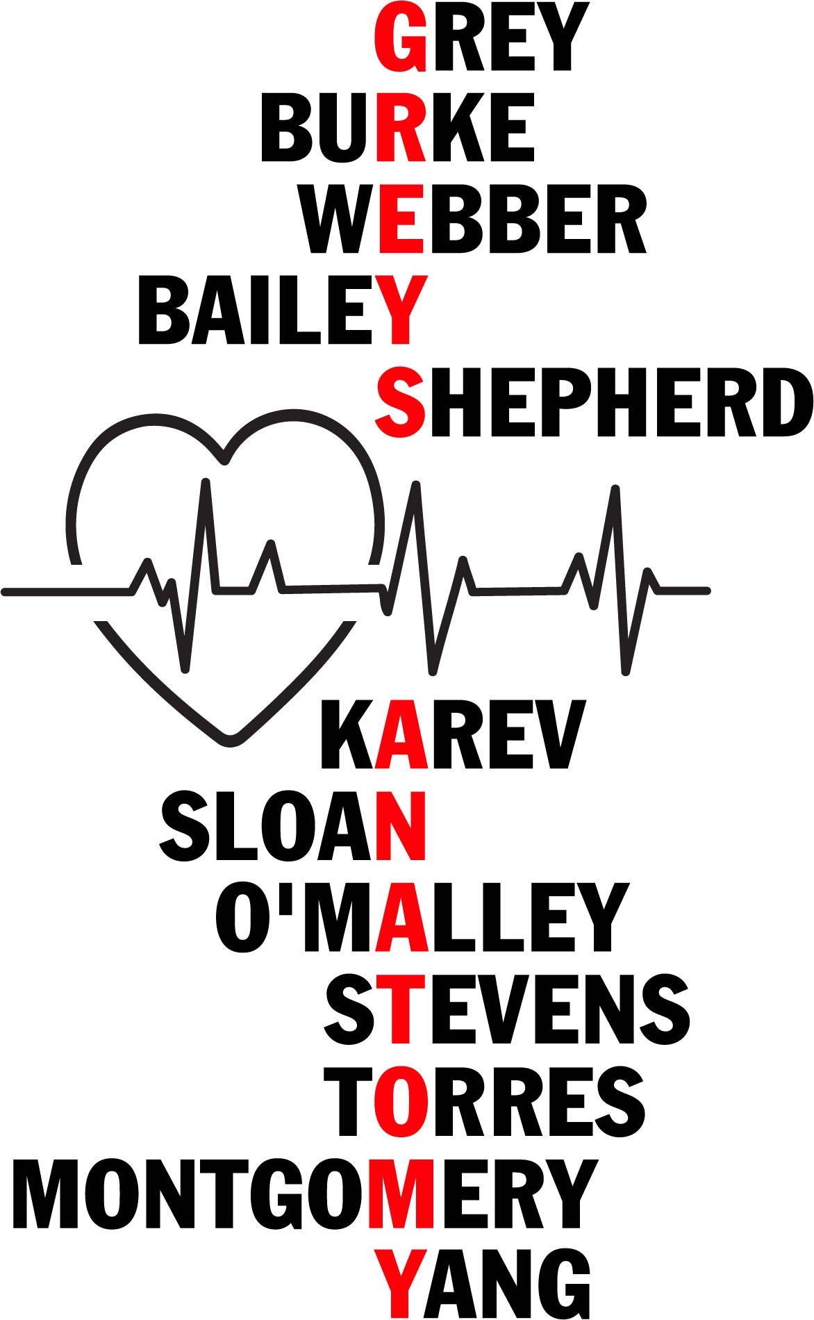 Greys Anatomy Names SVG Printable Design Svg Ai Jpg Png | Etsy