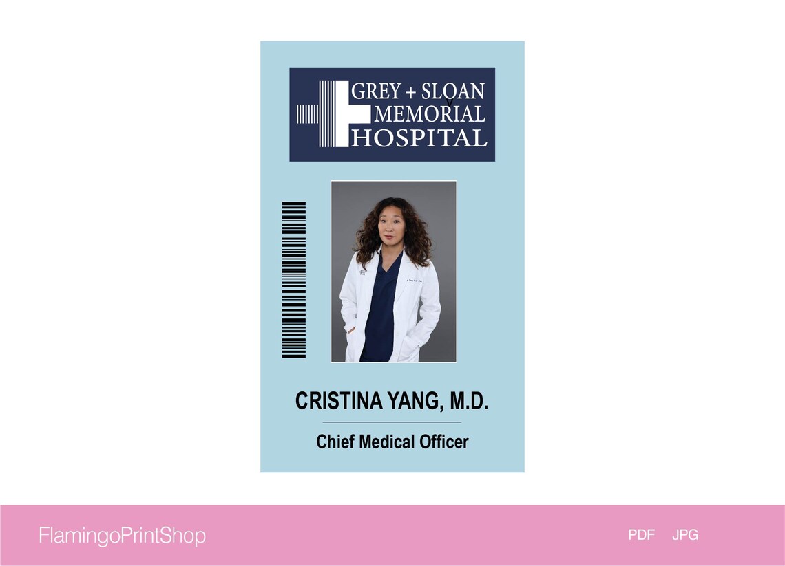 Grey s Anatomy Cristina Yang Sloan Memorial Hospital ID Etsy Grey s Anatomy Cristina Yang Sloan Memorial Hospital ID Etsy