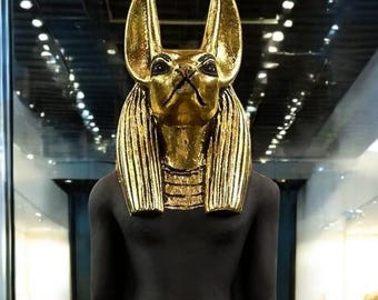 Anubis Steinstatue - Altägyptischer Gott des Jenseits - Handgefertigter Pharao-Dekor, einzigartige ägyptische Kunstskulptur für Zuhause oder im Büro