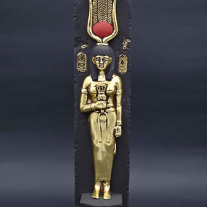 Hathor Goddess Stone Statue | Ancient Egyptian Decor | Handmade Pharaonic Sculpture | Spiritual Home Altar Gift