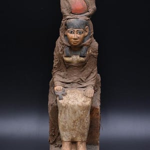 Vintage Hathor statue ancient Egyptian goddess of the sky,love,beauty,happiness,fertility in ancient Egypt mythology.sculpture diety figures