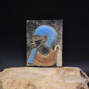 God Ptah Relief Rare Ancient Egyptian Antiquities Pharaonic Statue Antique B.C Stone Sculpture Antiques Collectible