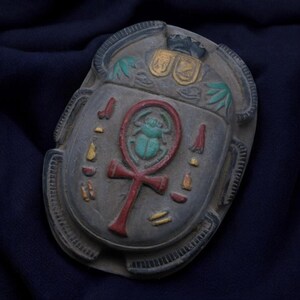 Rare Ancient Egyptian Scarab Statue – Hand-Carved Stone Amulet – Symbol of Protection & Good Fortune – Authentic Antique Collectible