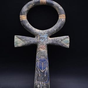 Key of Life Ancient Egyptian Antiquities Statue | Rare B.C Pharaonic Stone Antiques | Hand-Carved Antique Collectible Decor