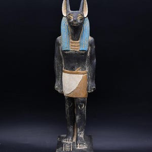 Rare Ancient Egyptian Antiquities Anubis God Statue – Antique B.C Pharaonic Stone Antiques Collectible Sculpture